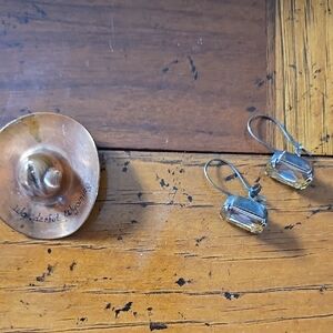 Copper Sovenier Pin, And Copper/Amber Color Earrings